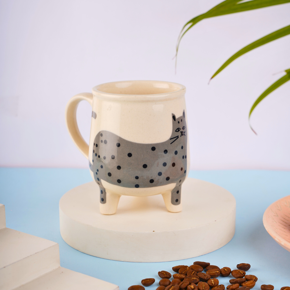 grey cat mug premium quality material