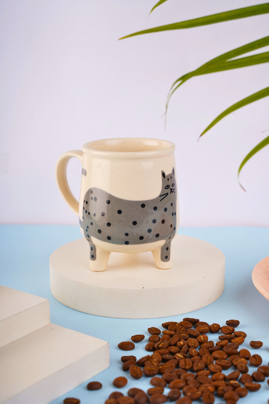 grey cat mug premium quality material