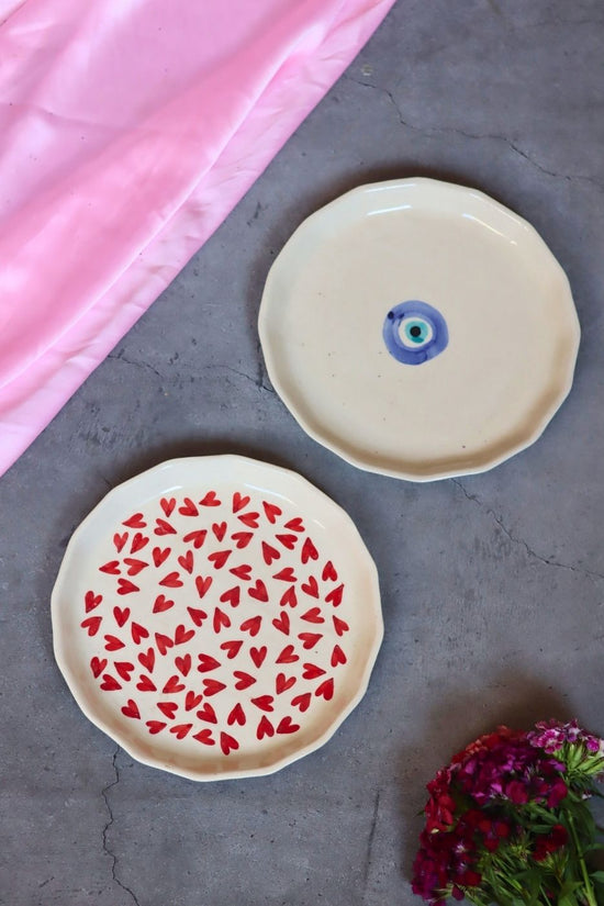All Heart & Evil eye Snack Plate made by ceramic