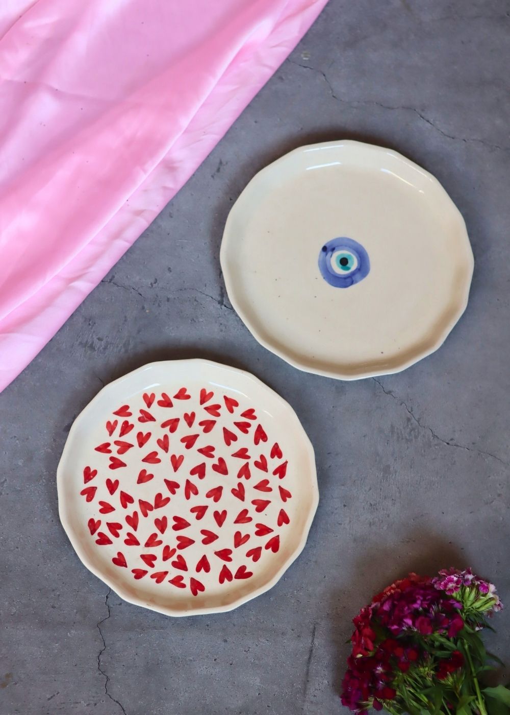 All Heart & Evil eye Snack Plate made by ceramic