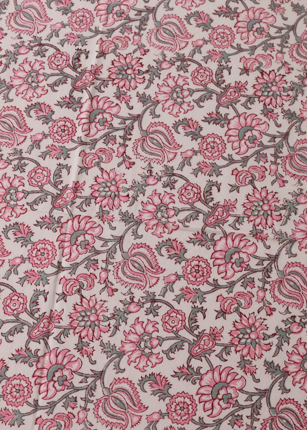 Pastel Floral Block Printed Bedsheet