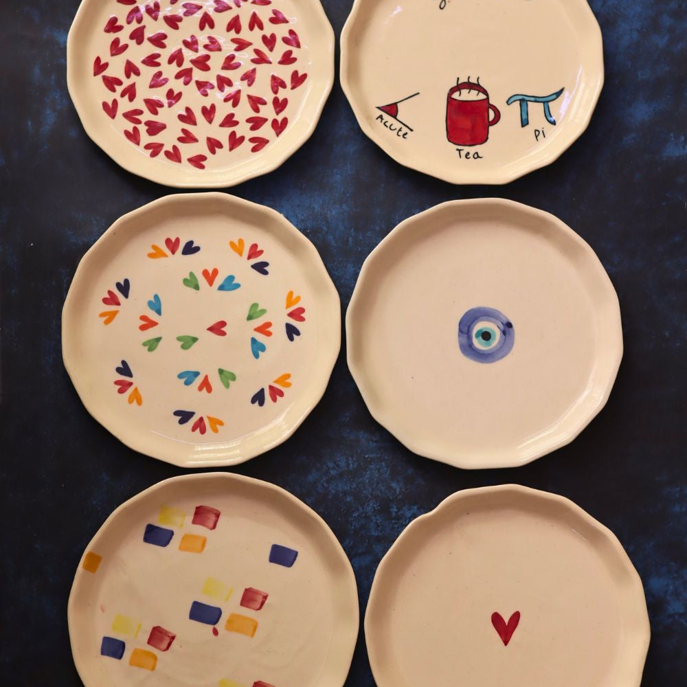 Handmade Set of 6 Love Bites Snack Plate (for the price of 5)