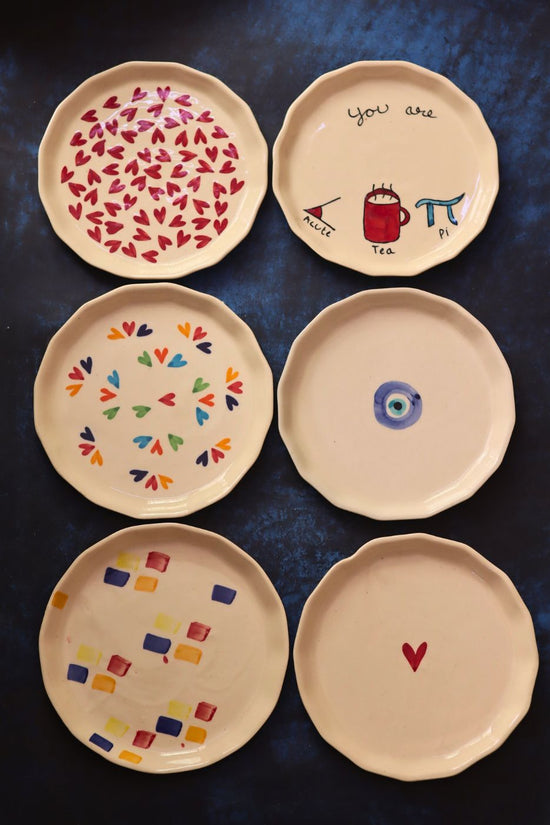Handmade Set of 6 Love Bites Snack Plate (for the price of 5)