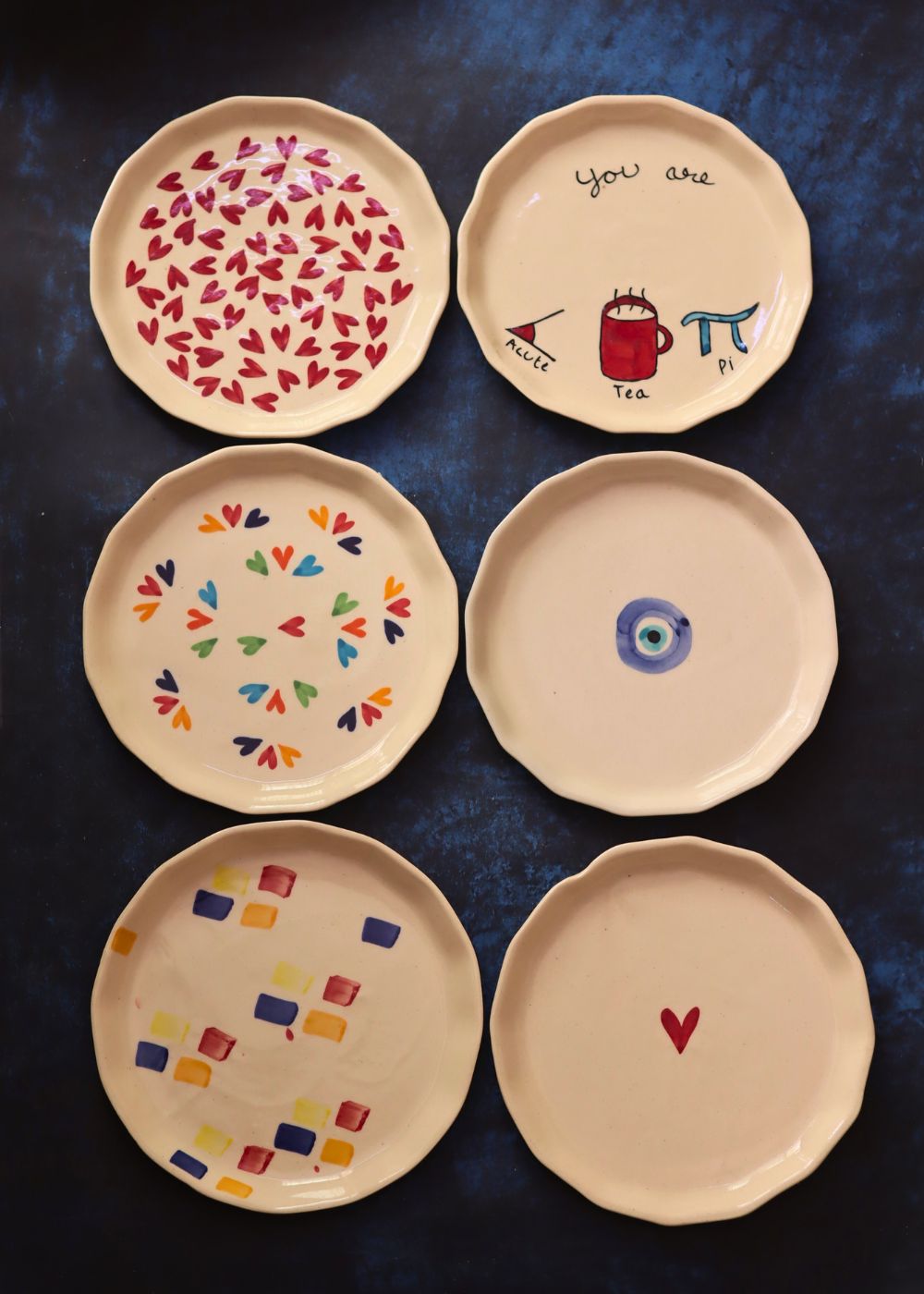 Handmade Set of 6 Love Bites Snack Plate (for the price of 5)