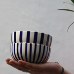 handmade thick & thin striped bowls set, bowls