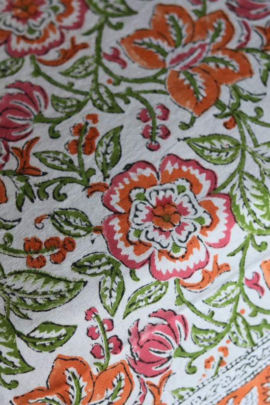 cotton bedsheet with block printed design