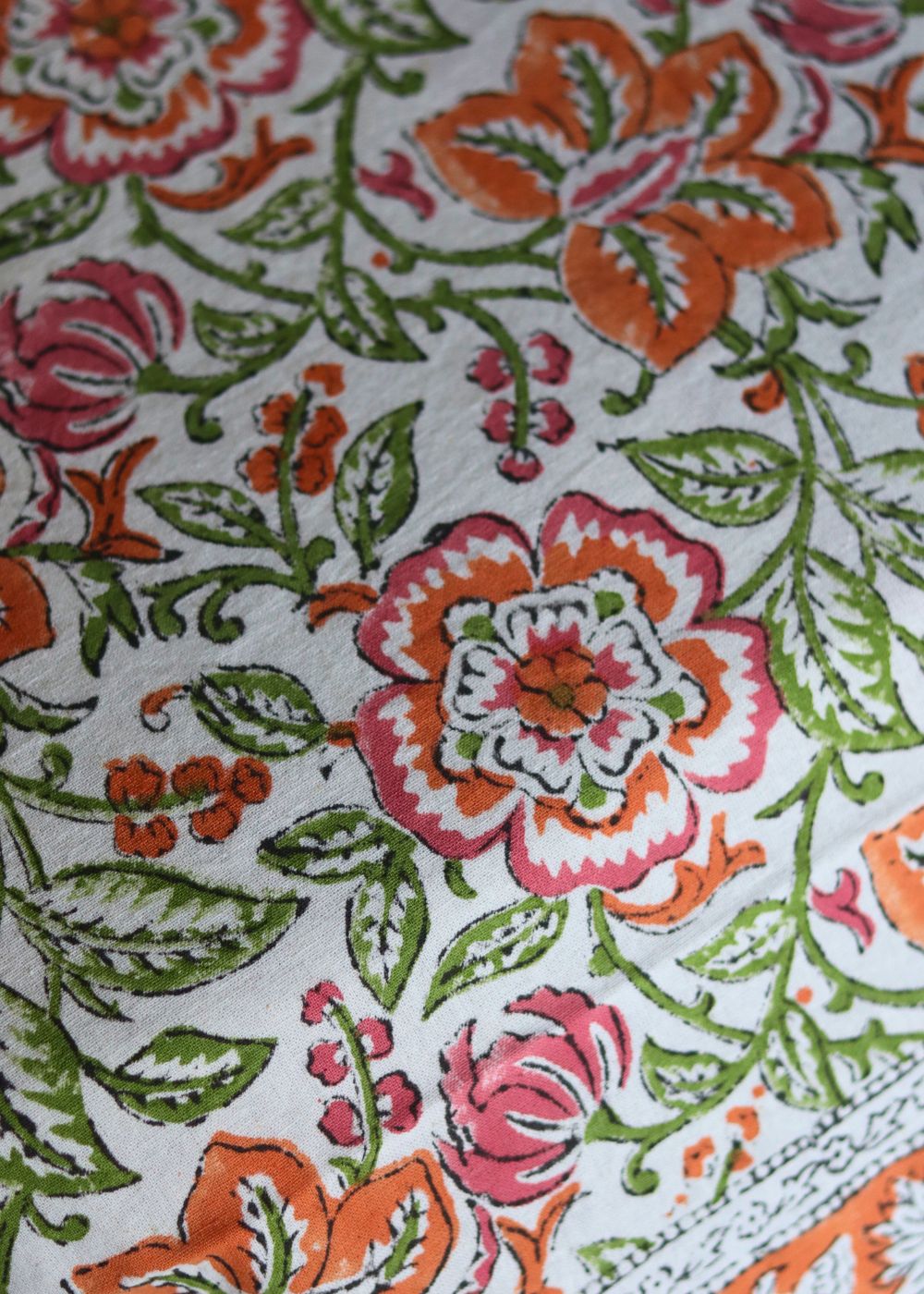 cotton bedsheet with block printed design