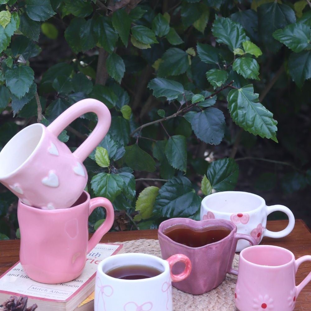 Handmade Set of 6 Spring blossom Mugs (for the price of 5)