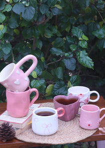 Handmade Set of 6 Spring blossom Mugs (for the price of 5)