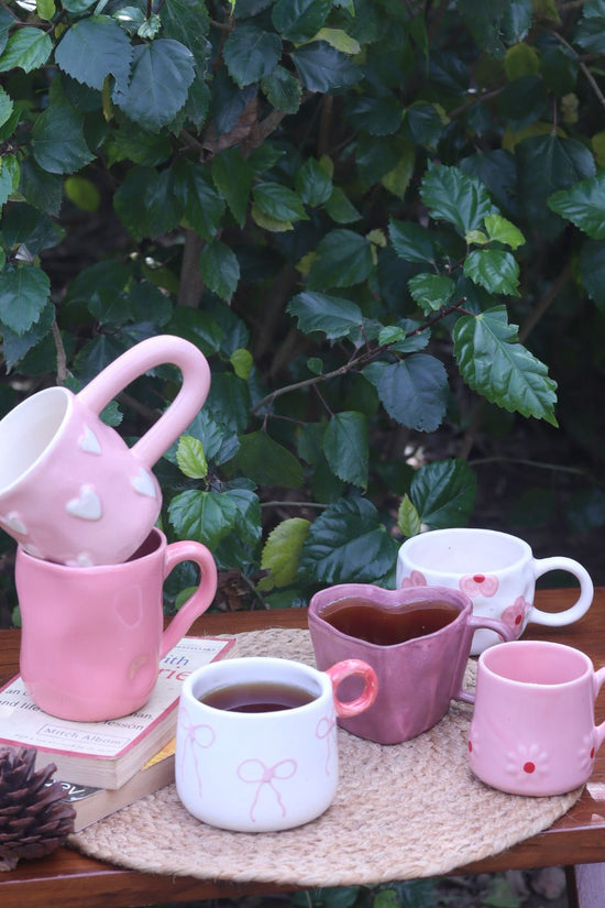 Handmade Set of 6 Spring blossom Mugs (for the price of 5)