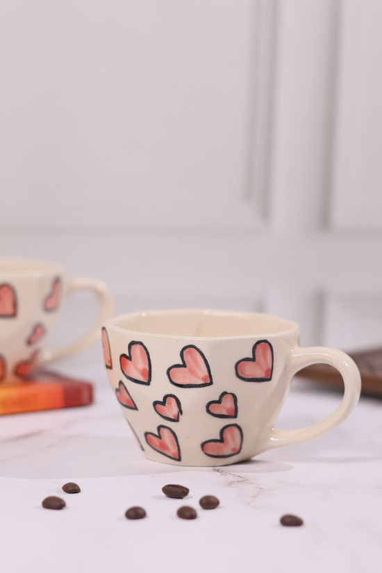 Ceramic coffee mug heart design