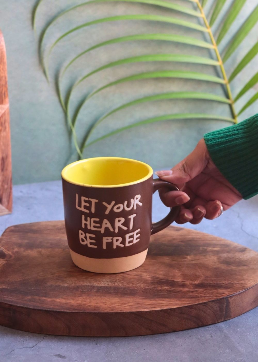 Handmade Let Your Heart Be Free Mug - Brown