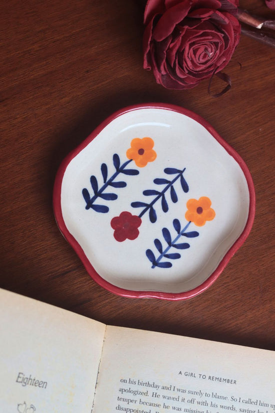 Floral Bloom Handmade Dessert Plate handmade in india
