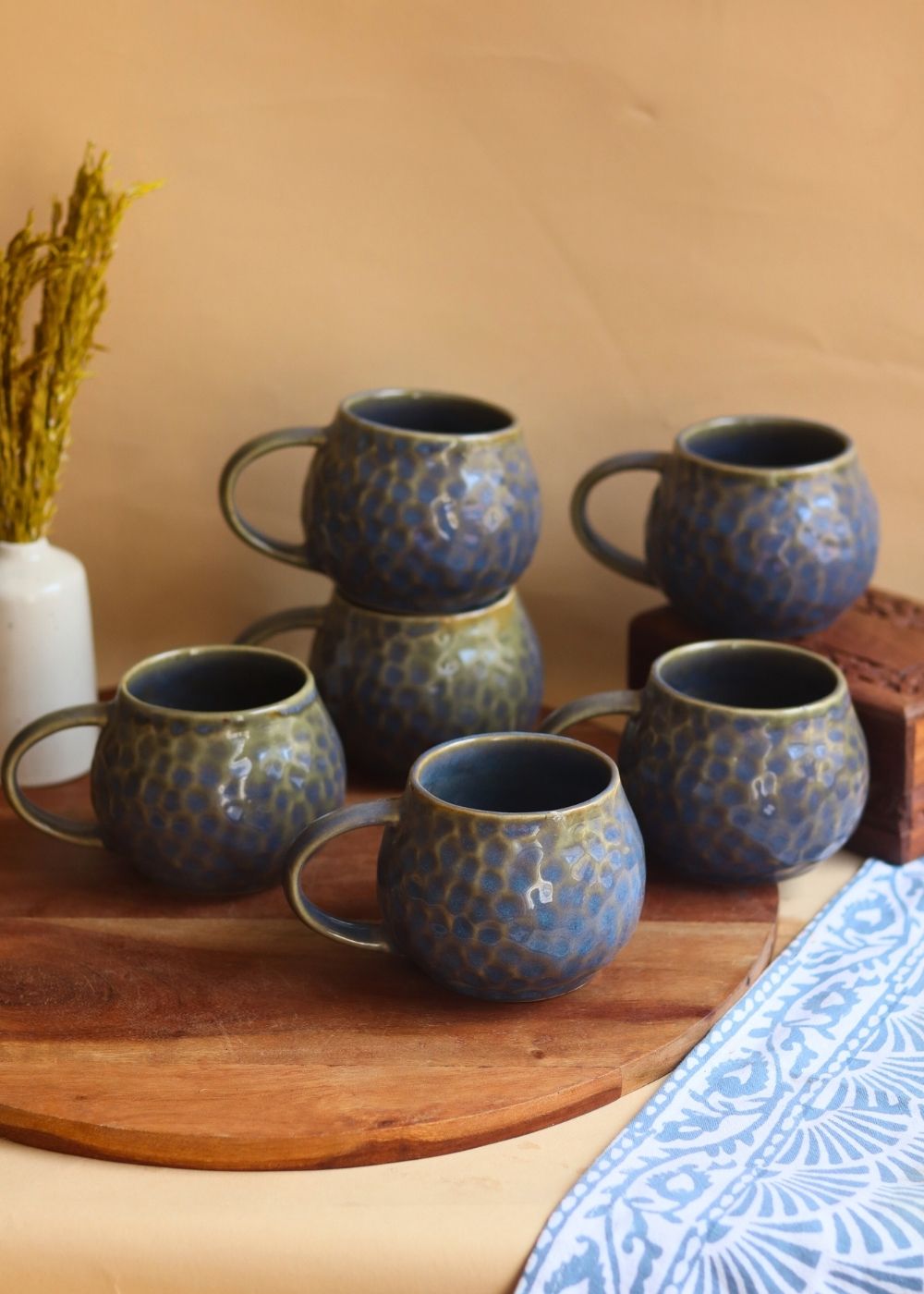 Grey Honeycomb Mug - Set of 6 made by ceramic