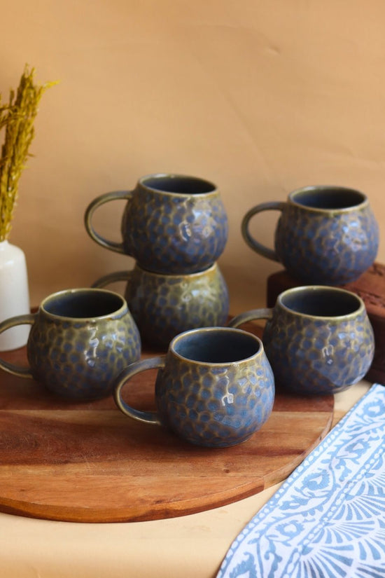 Grey Honeycomb Mug - Set of 6 made by ceramic