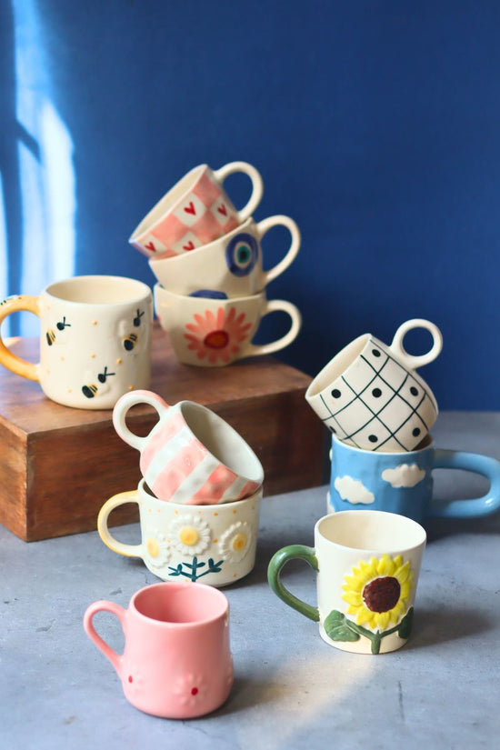 Set of 10 Bloom & Brew Mugs (for the price of 7) made by ceramic