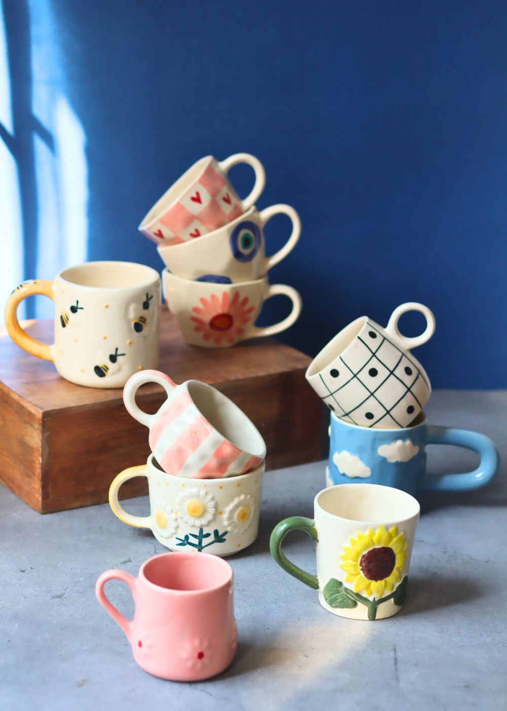 Set of 10 Bloom & Brew Mugs (for the price of 7) made by ceramic