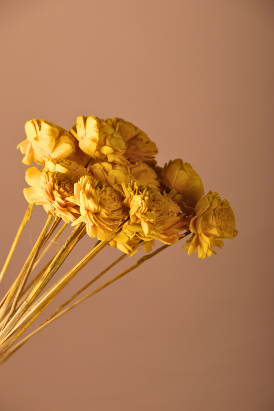 Dried yellow ochre roses bouquet