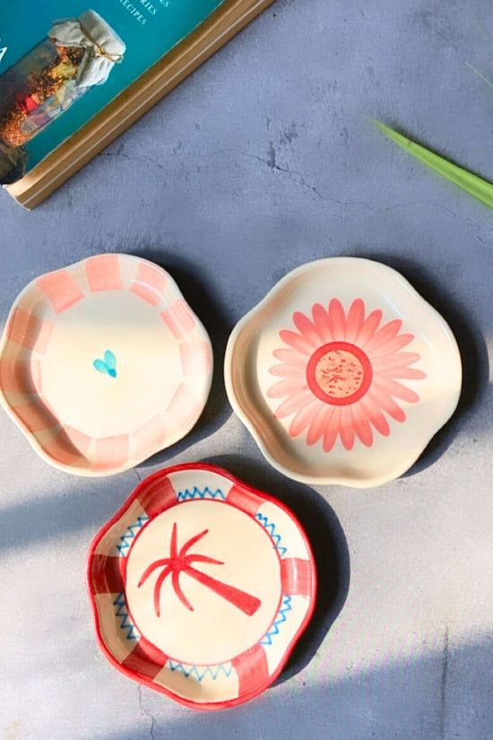 Set of 3 - Sweets & Smiles Handmade Dessert Plates with premium quality material