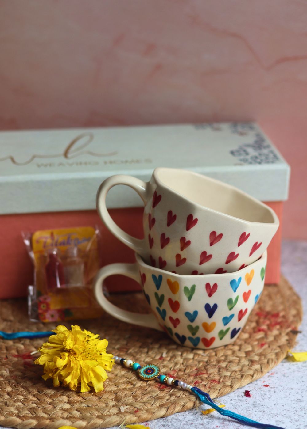 Heart & Loveislove Mug rakhi with premium gift hamper