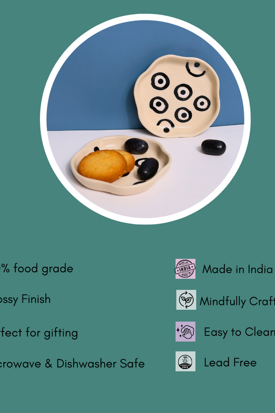 evil eye handmade dessert plate with details