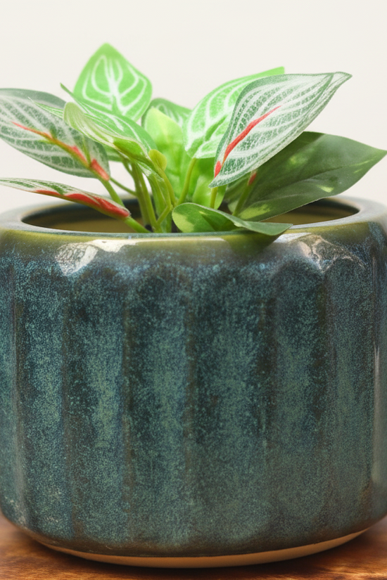 Ribbed Green Planter - Large