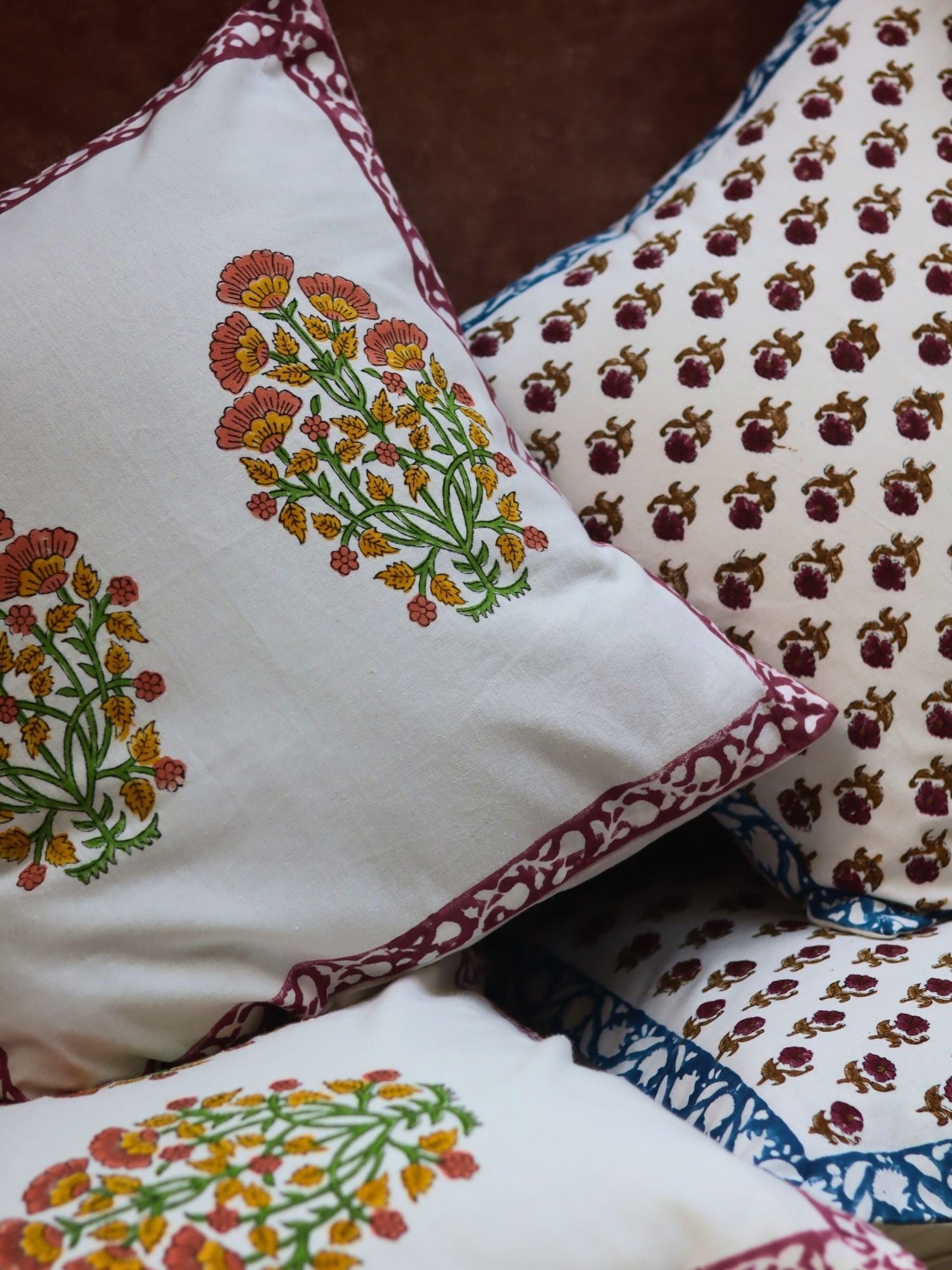 Dreamy Delight & Floral Foliage Cushion Cover combo handmade in India