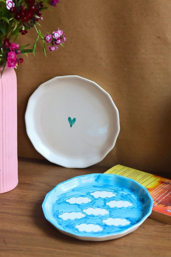 Snack Plates White and Blue
