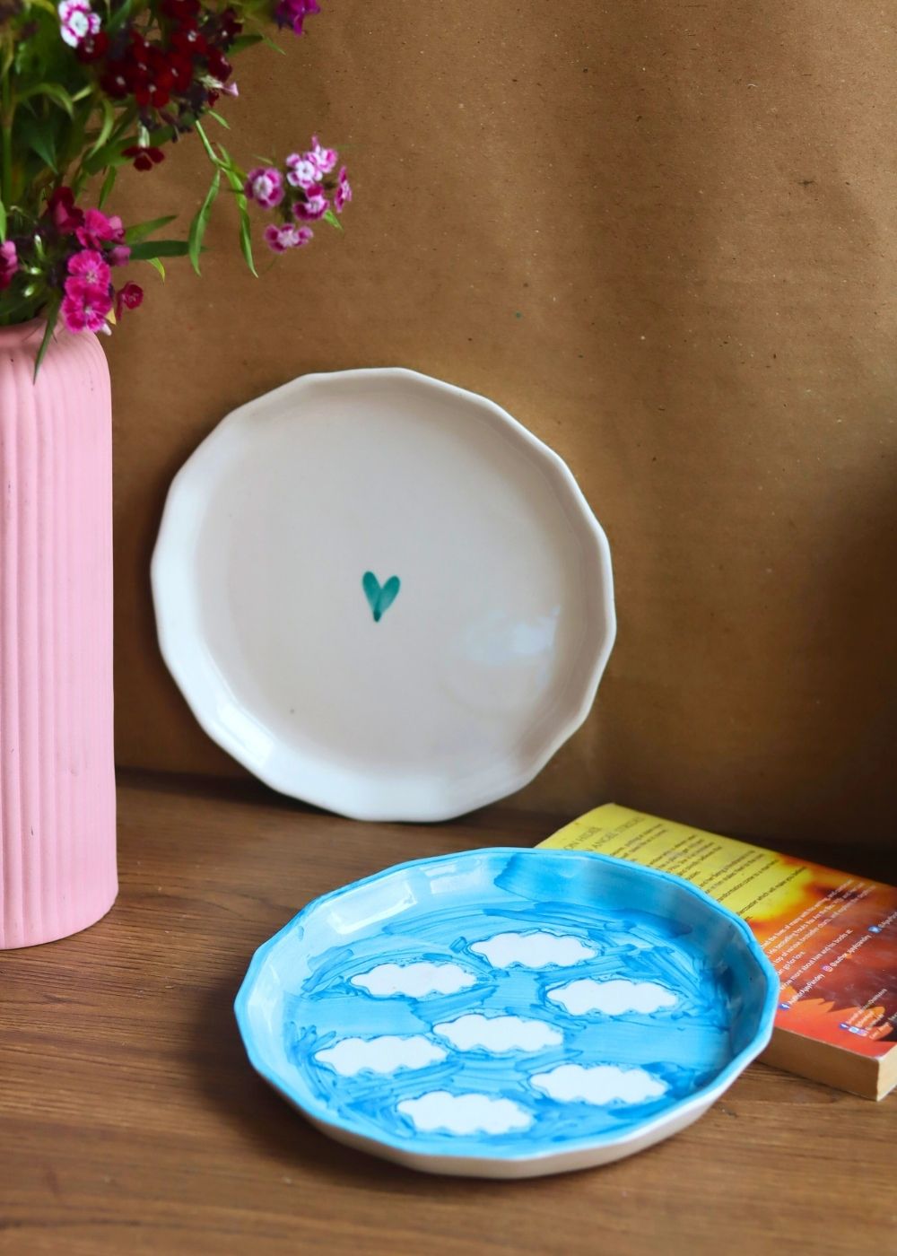 Snack Plates White and Blue