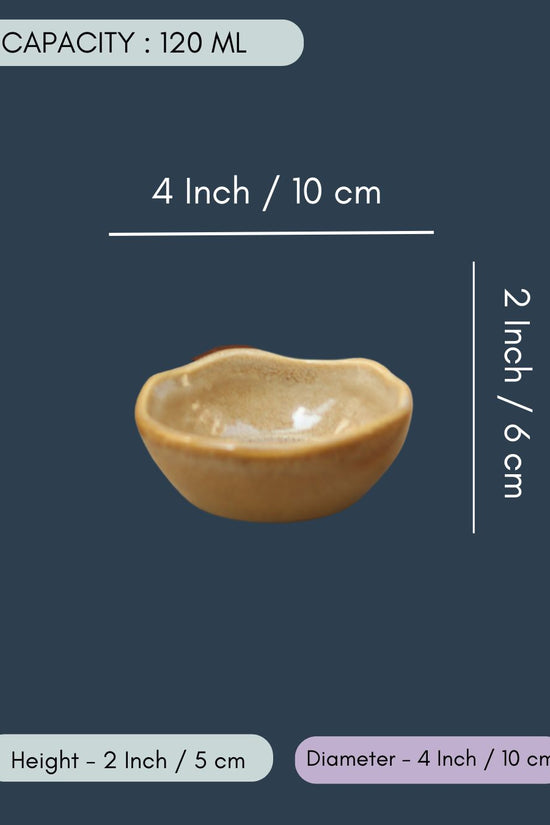 Set of 4 -  Beige Artisanal Katori