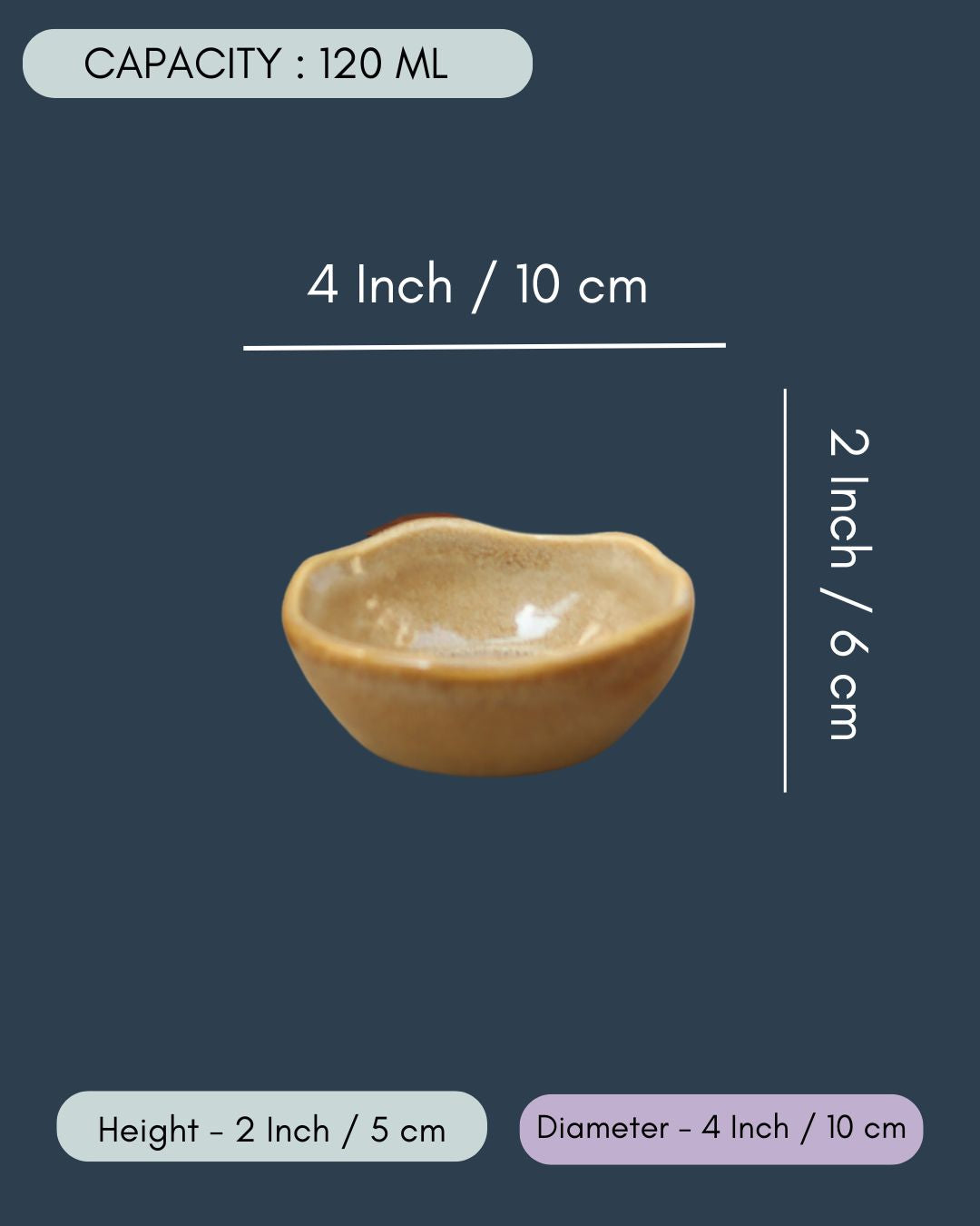 Set of 4 -  Beige Artisanal Katori