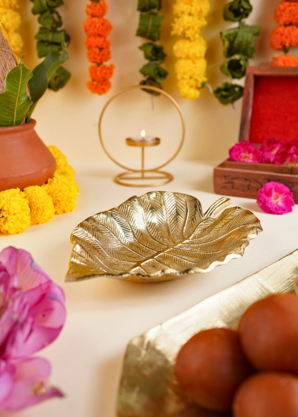 Golden Bliss Palm Leaf Bowl for this festival