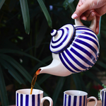 handmade thick stripe tea pot & tea cup 