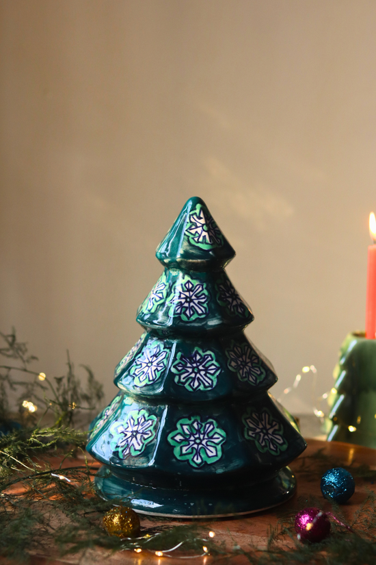 Christmas tree on wooden surface