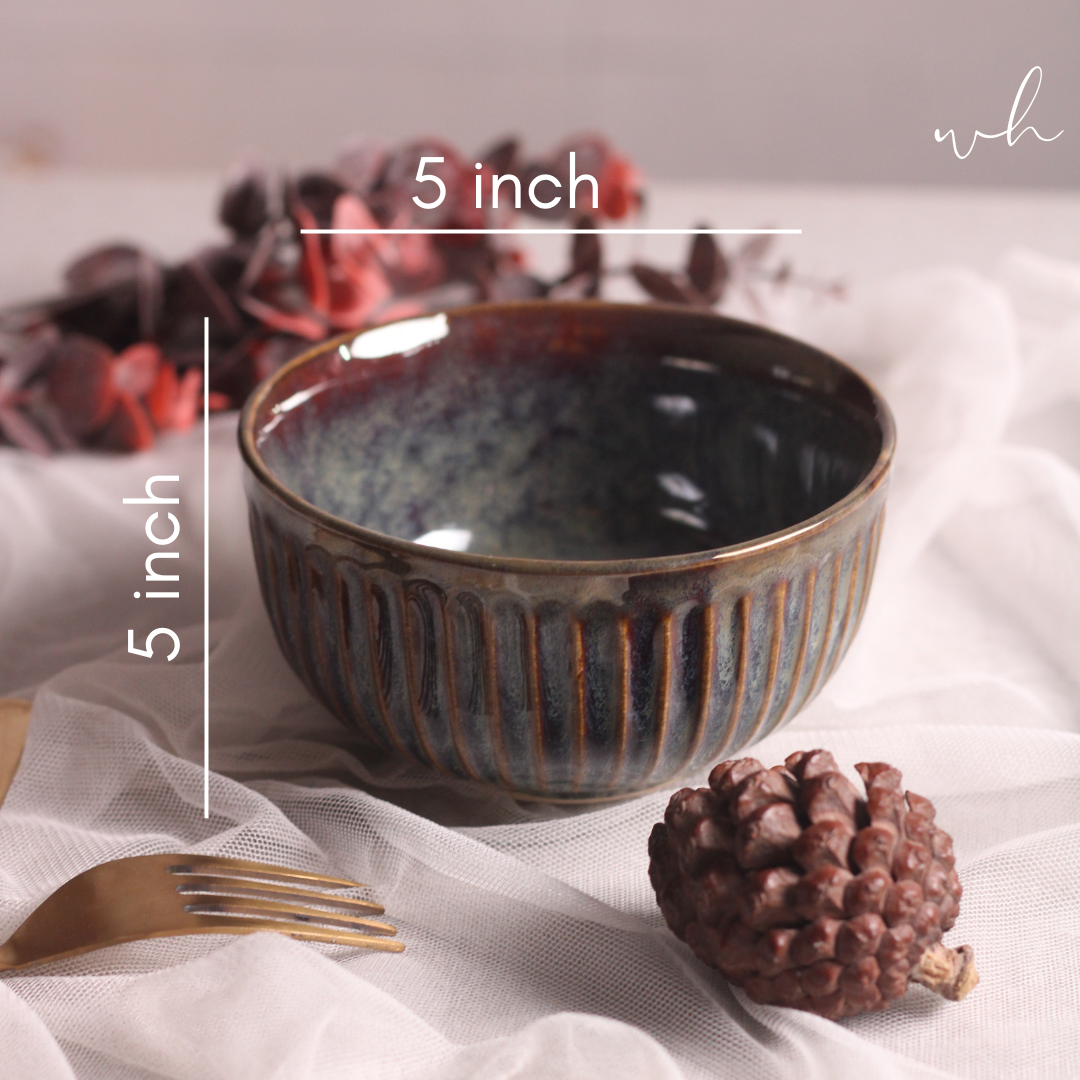 Ceramic olive spiky bowl height & breadth 