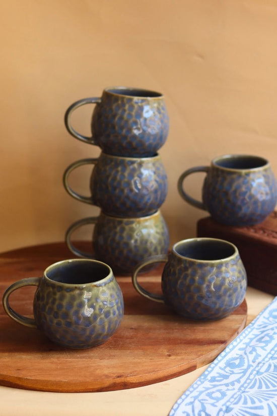 Grey Honeycomb Mug - Set of 6 handmade in india
