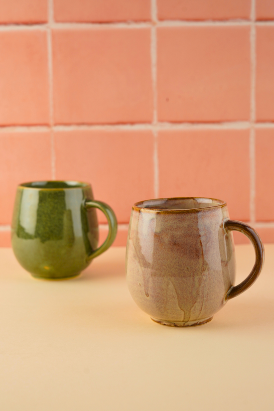 Beige & Green Cozy Mugs - Set of two