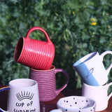 Set of 6 Sunshine Sips Mugs (for the price of 5) made by ceramic