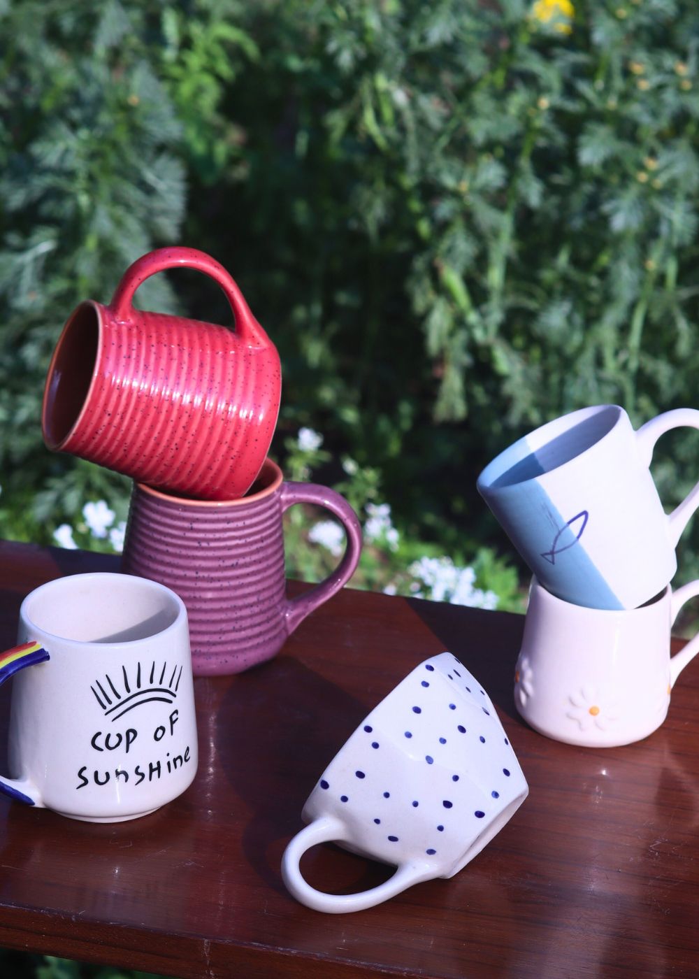 Set of 6 Sunshine Sips Mugs (for the price of 5) with premium quality material