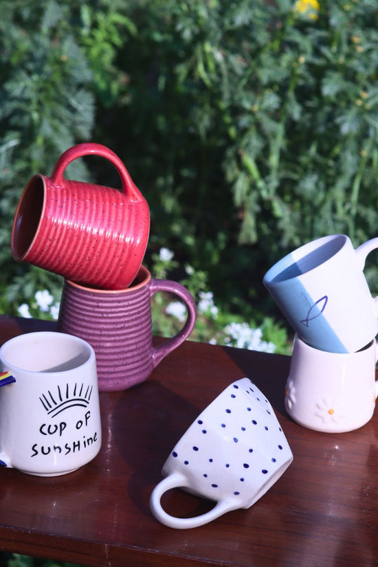 Set of 6 Sunshine Sips Mugs (for the price of 5) with premium quality material