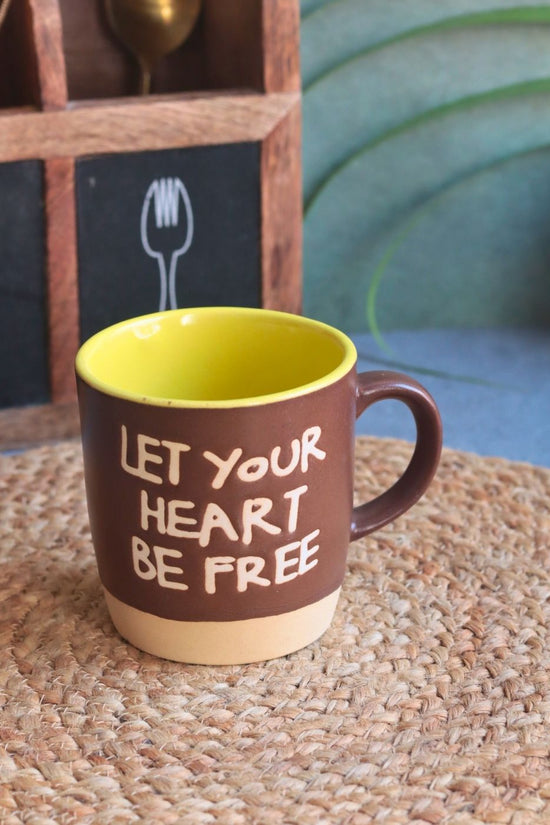 Let Your Heart Be Free Mug - Brown with premium quality material