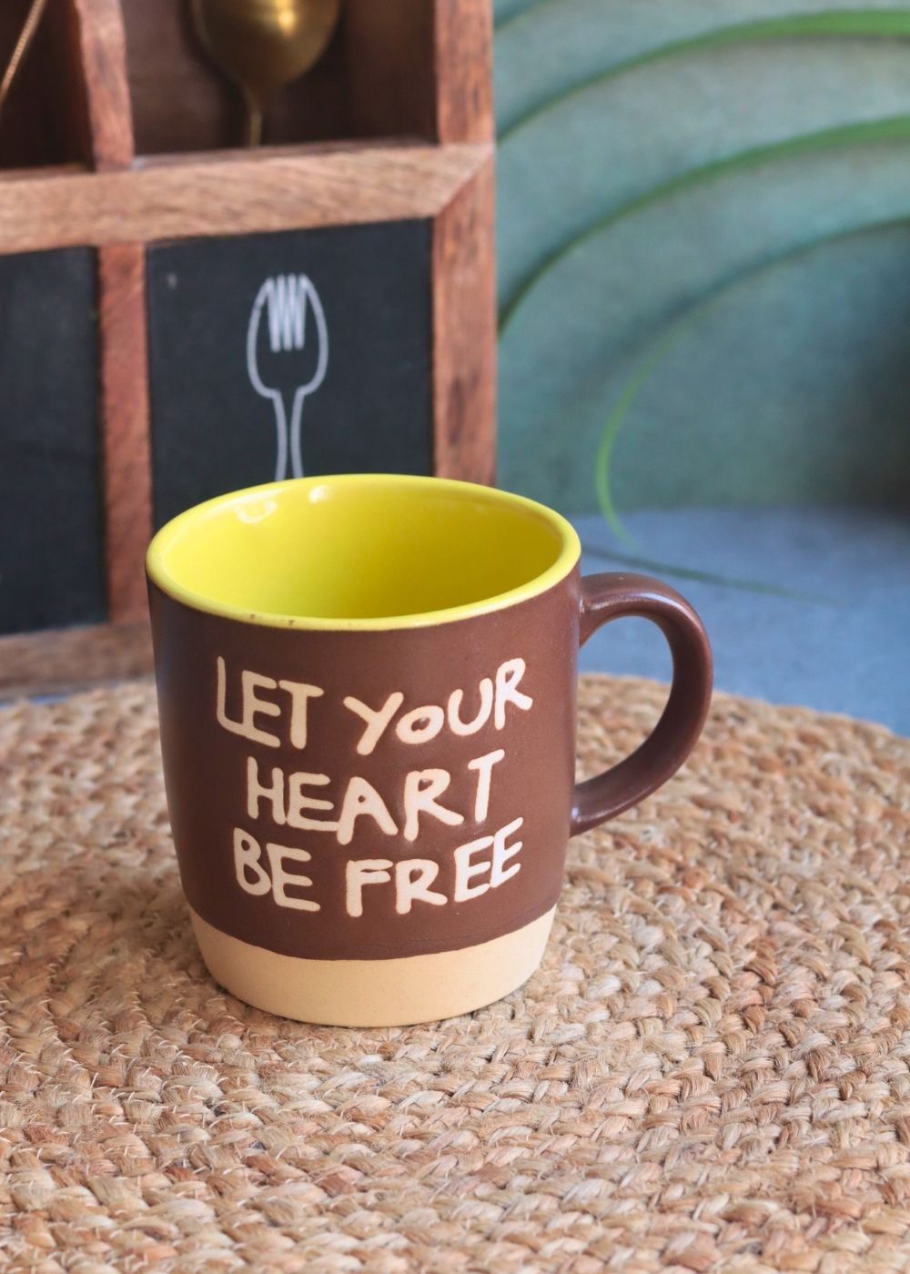 Let Your Heart Be Free Mug - Brown with premium quality material