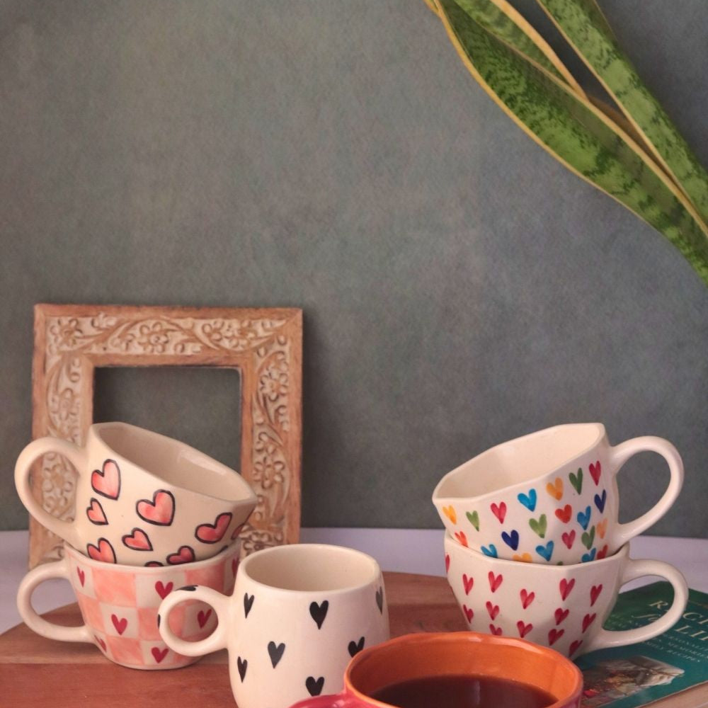 handmade heart sip mugs