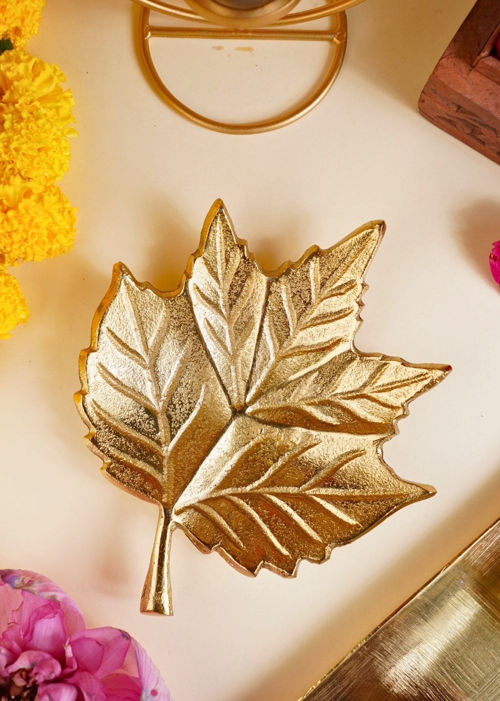 Golden Leaf Patterned Bowl handmade in india