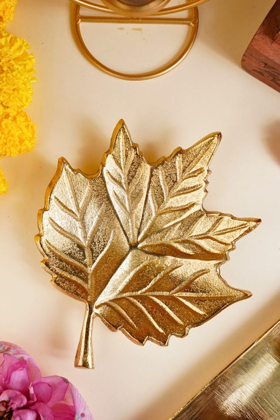 Golden Leaf Patterned Bowl handmade in india