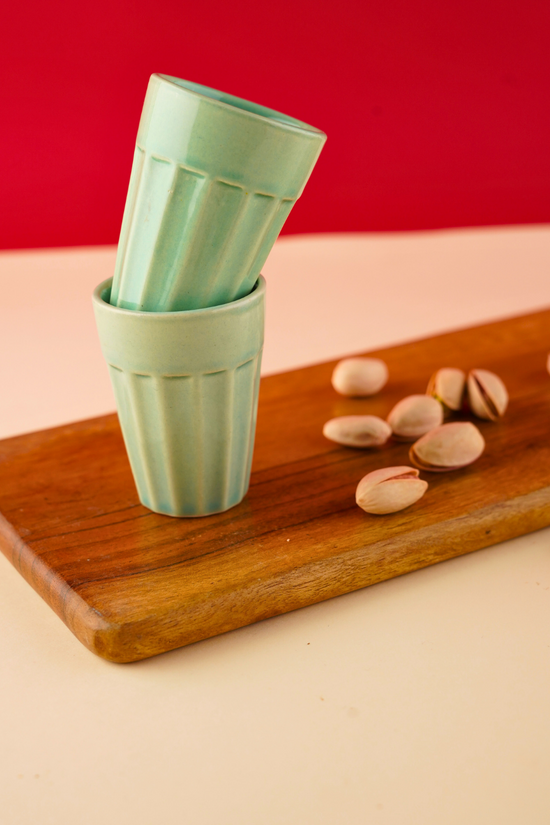 handmade mint espresso shot glass combo