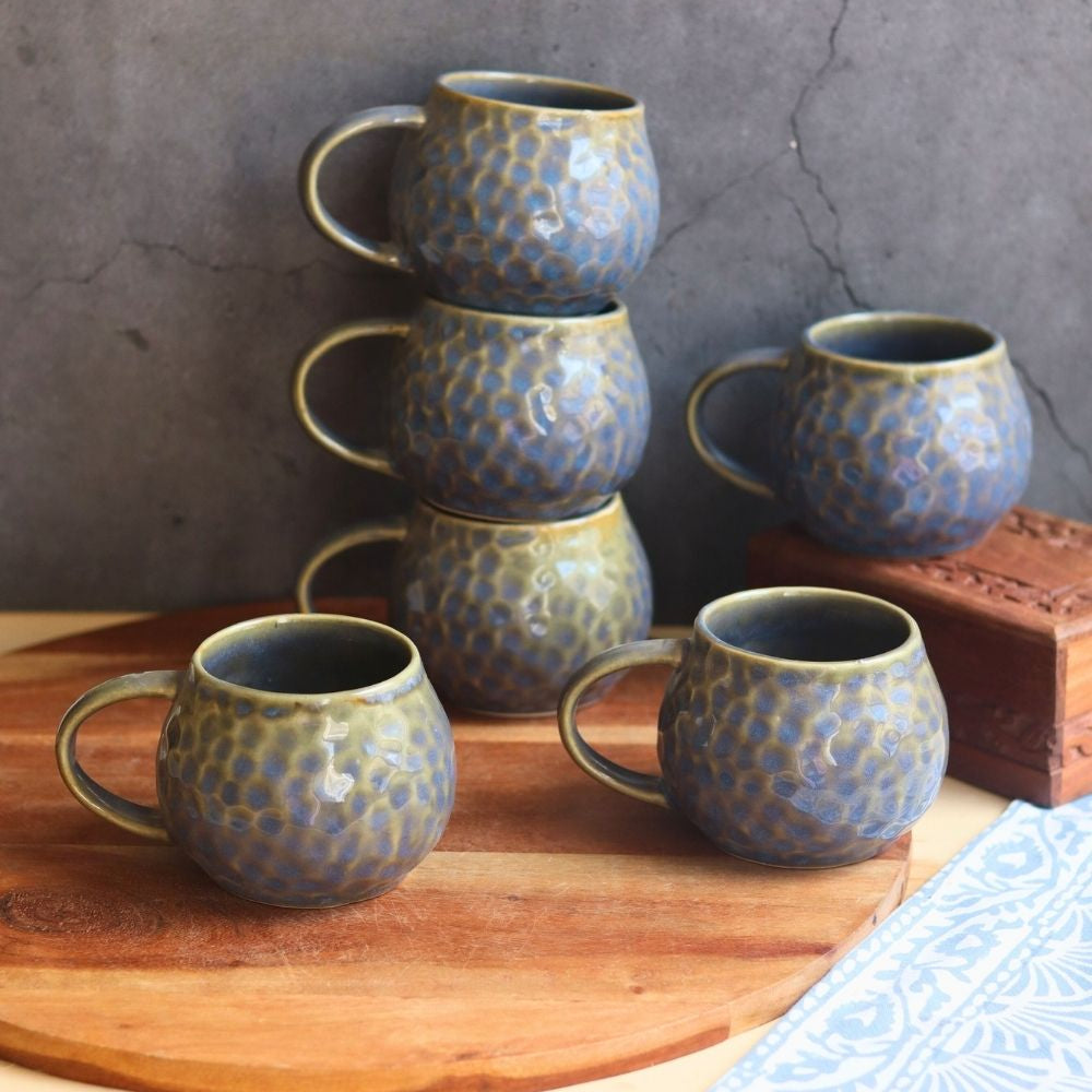 Grey Honeycomb Mug - Set of 6 with premium quality material