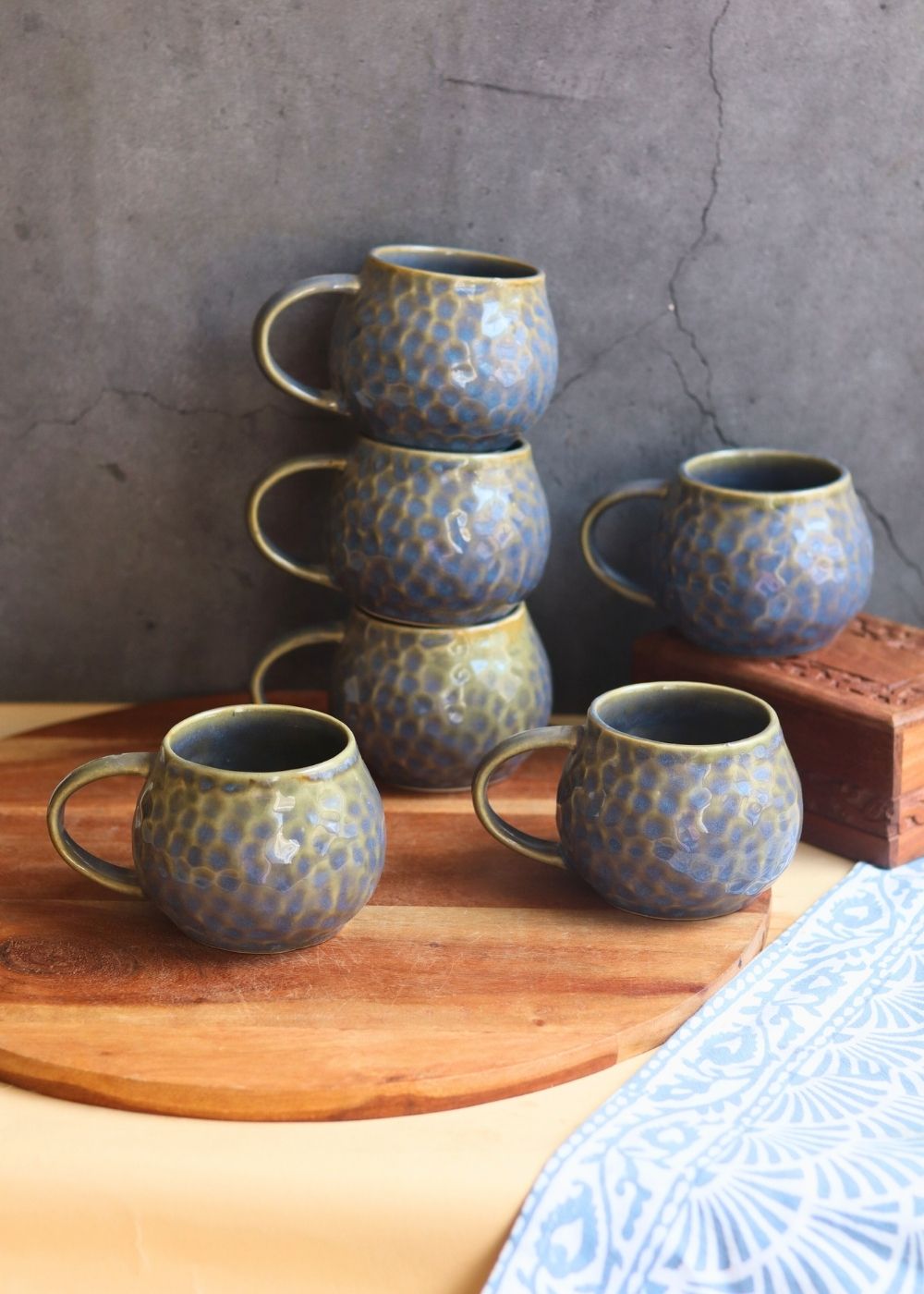 Grey Honeycomb Mug - Set of 6 with premium quality material