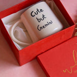 cute but gemini mug in a gift box handmade in india