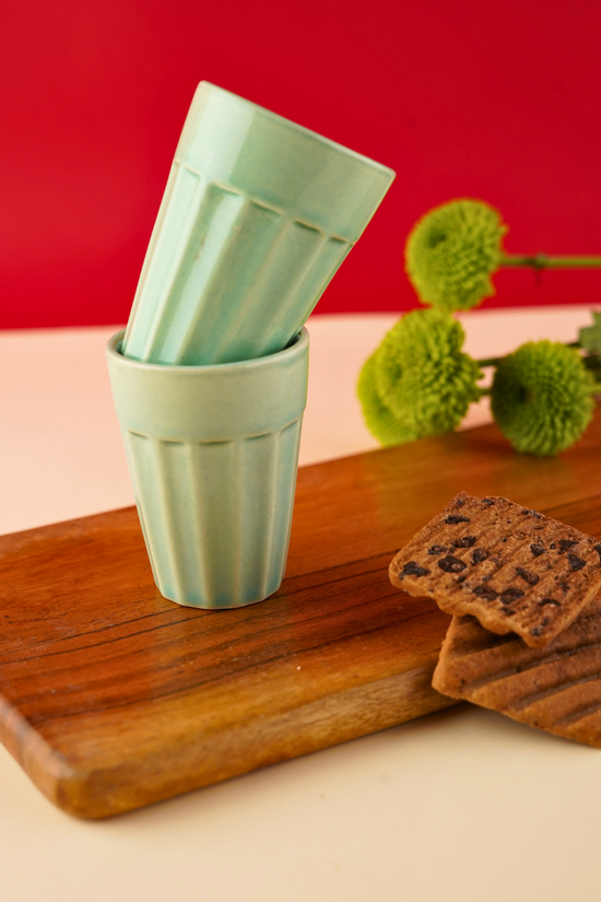 mint espresso shot glass made by ceramic 